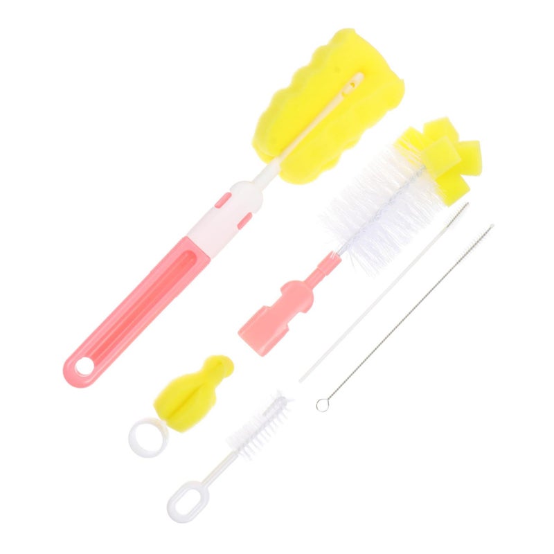 6pc Baby Bottle Cleaner Brush Set Non Scratch Material Travel Kit Sponge - Image 2