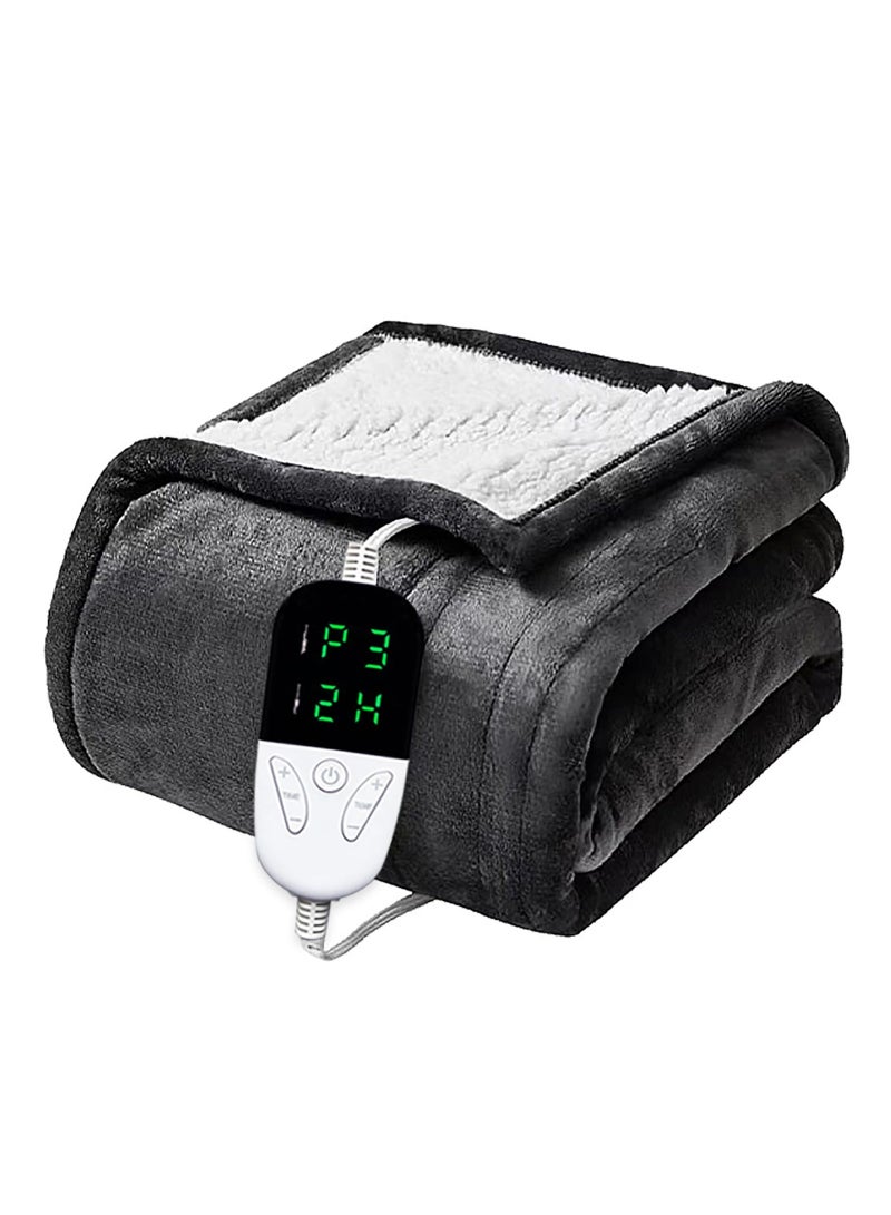 Large Electric Heated Throw Blanket, Machine Washable Soft Flannel Overblanket, 6 Files of Temperature Control, LED Display, Even Heating,  for Office/Dormitory/Wheelchair (Size:130x150cm) - Image 1