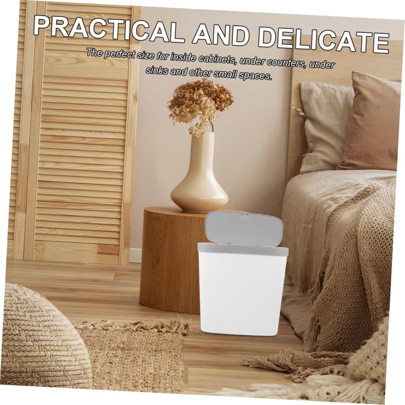 Space Friendly Press Open Lid PP Plastic Trash Can For Kitchen Bedroom Bathroom Office Stylish Small - Image 4
