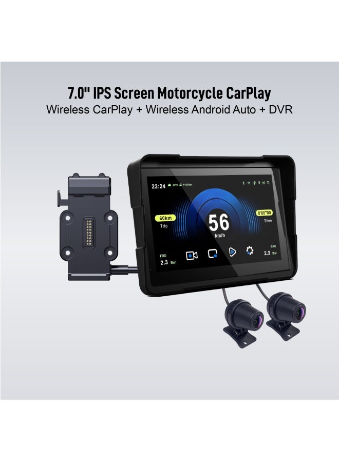 7'' Waterproof Motorcycle GPS Navigation | Wireless CarPlay Android Auto Quick Release Design Dash Cam TPMS - Image 2