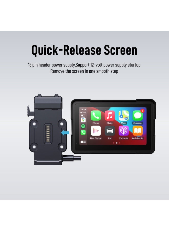 7'' Waterproof Motorcycle GPS Navigation | Wireless CarPlay Android Auto Quick Release Design Dash Cam TPMS - Image 3