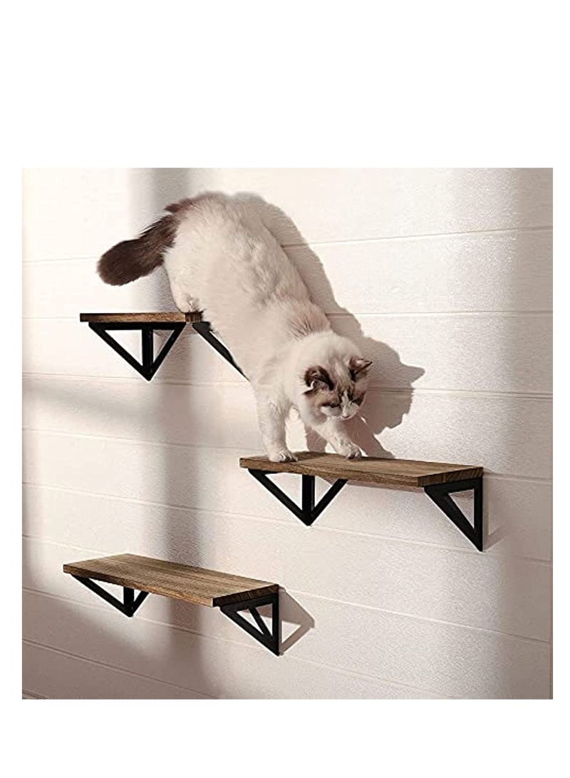 Wisfor Floating Shelves Wall Mounted Rustic Wood Wall Storage Shelves Set of 3 Wood Wall Hanging Shelves for Bedroom Living Room Bathroom Kitchen Office Decor Wood Wall Shelf with 30KG load Capacity