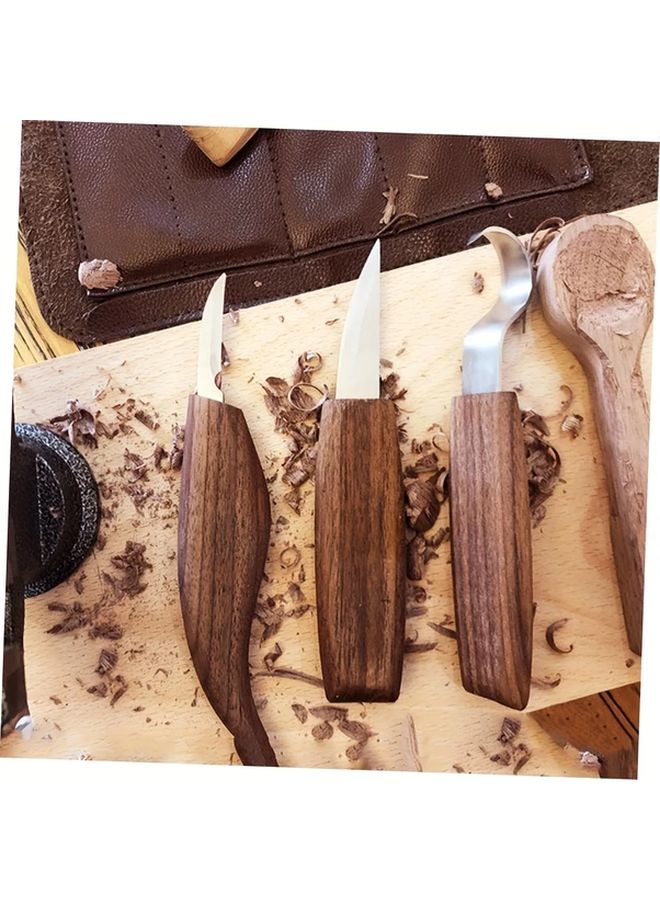 5 Pcs Wood Carving Kit With Engraving Knife Whittling Tool Scraper Spoon Knife Chisel - Image 3