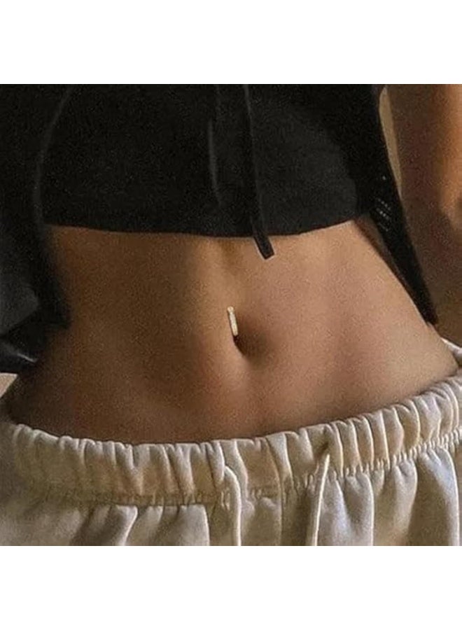 8 قطع من حلقات زر البطن المطلية بالفضة/الذهب، حلقات جراحية من الفولاذ المقاوم للصدأ، حلقات زر البطن، زر البطن، مجموعة ثقب السرة للنساء، فضي/ذهبي (اللون: ذهبي) - Image 4