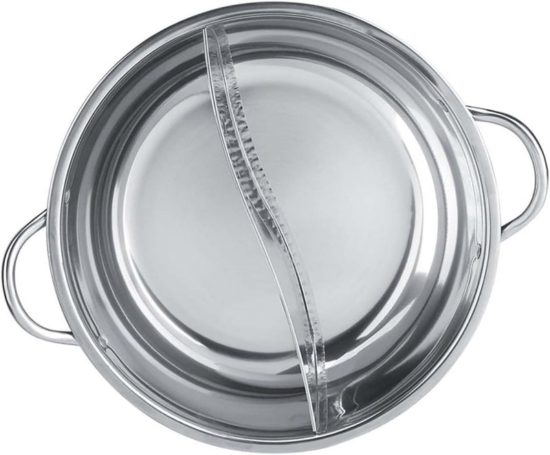 Thick Stainless Steel Hot Pot for Two Flavor Cooking Compatible with Induction Cookers (30cm) - Image 4