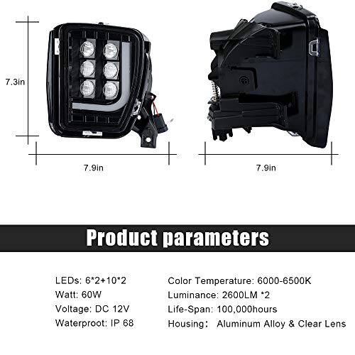ROCCS Fit for Dodge Ram 1500 Fog Lights LED DRL 2013 2014 2015 2016 2017 2018 Pair Black Daytime Running Light Passing Driving Fog Lamps Clear Lens - Image 2