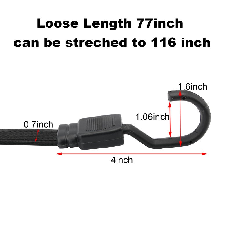 Xstrap Standard 2Pk 77 Inch Flat Bungee Cord Heavy Duty Adjustable Long Straps With Hooks For Hand Truck, Camping, Motorcycle, Cars, Bikes, Luggage Rack (Black) - Image 4