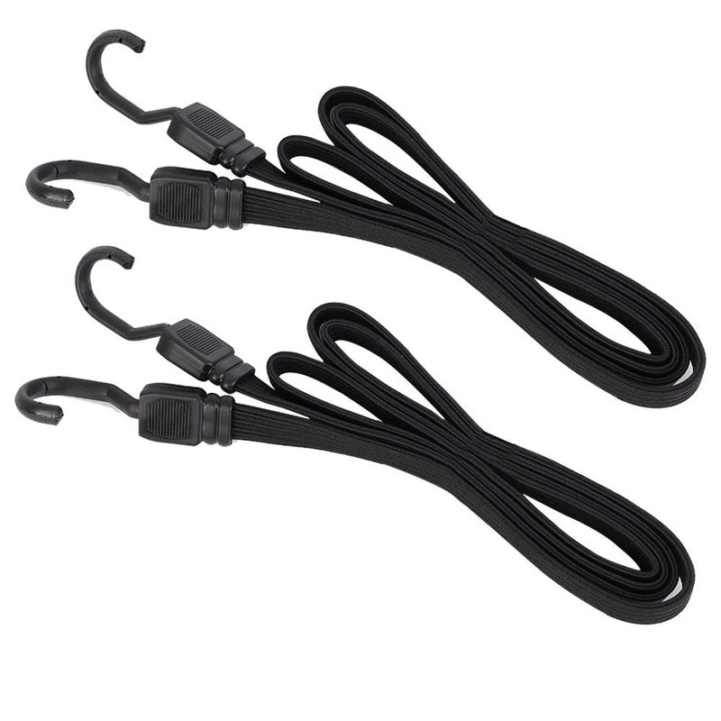 Xstrap Standard 2Pk 77 Inch Flat Bungee Cord Heavy Duty Adjustable Long Straps With Hooks For Hand Truck, Camping, Motorcycle, Cars, Bikes, Luggage Rack (Black) - Image 2