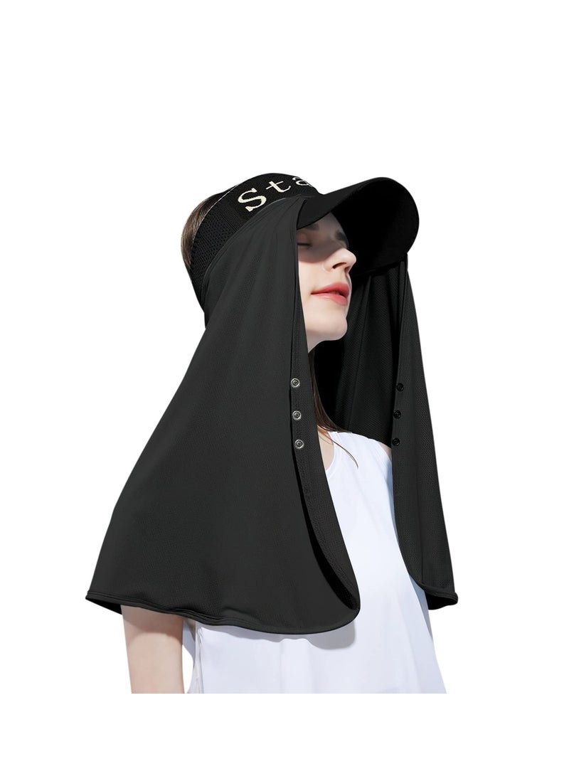 SYOSI Women Sun Hat Visor with Neck Flap 360°UV Protection Cap Outdoor Sports Visor 2 in 1 Fishing Hat Topless Sunhats with Detachable Neck Shield for Summer Hiking Fishing Gardening Camping  - Image 1