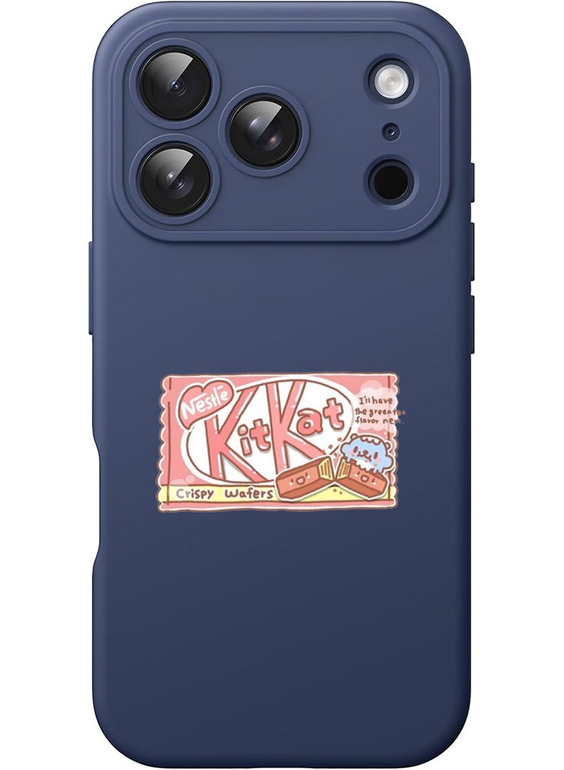 Theodor Protective Slim Fit Case Liquid Silicone Cover with Full Body Protection Anti-Scratch Shockproof Case For Apple iPhone 17 Pro Max (Blue) KitKat - Image 1