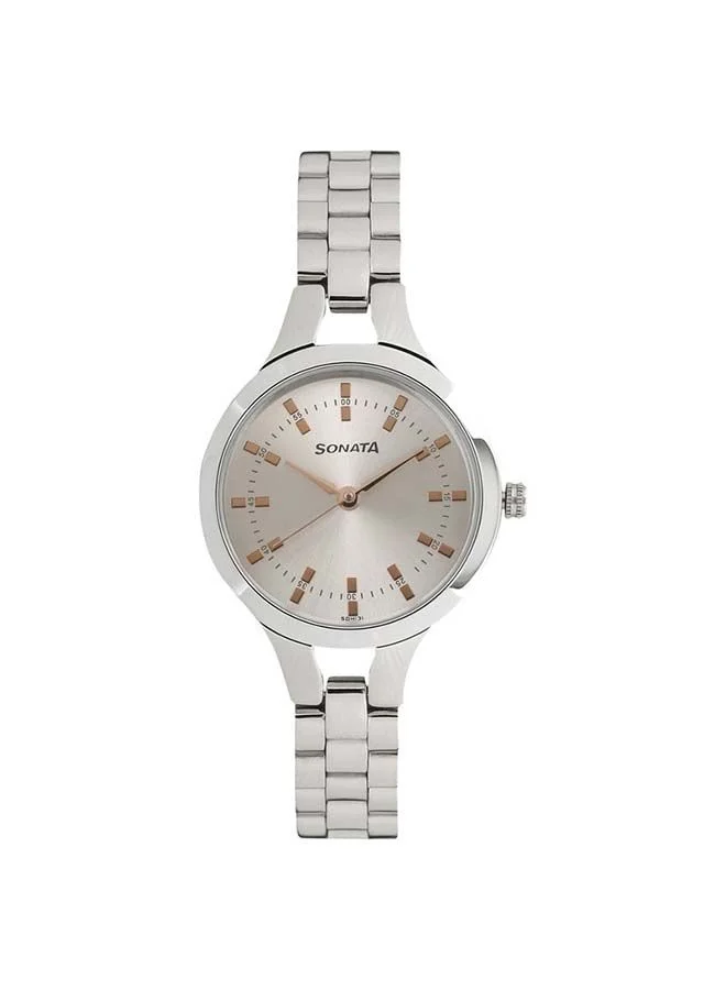Sonata Round Shape Stainless Steel Analog Wrist Watch 8151SM01 28mm Silver