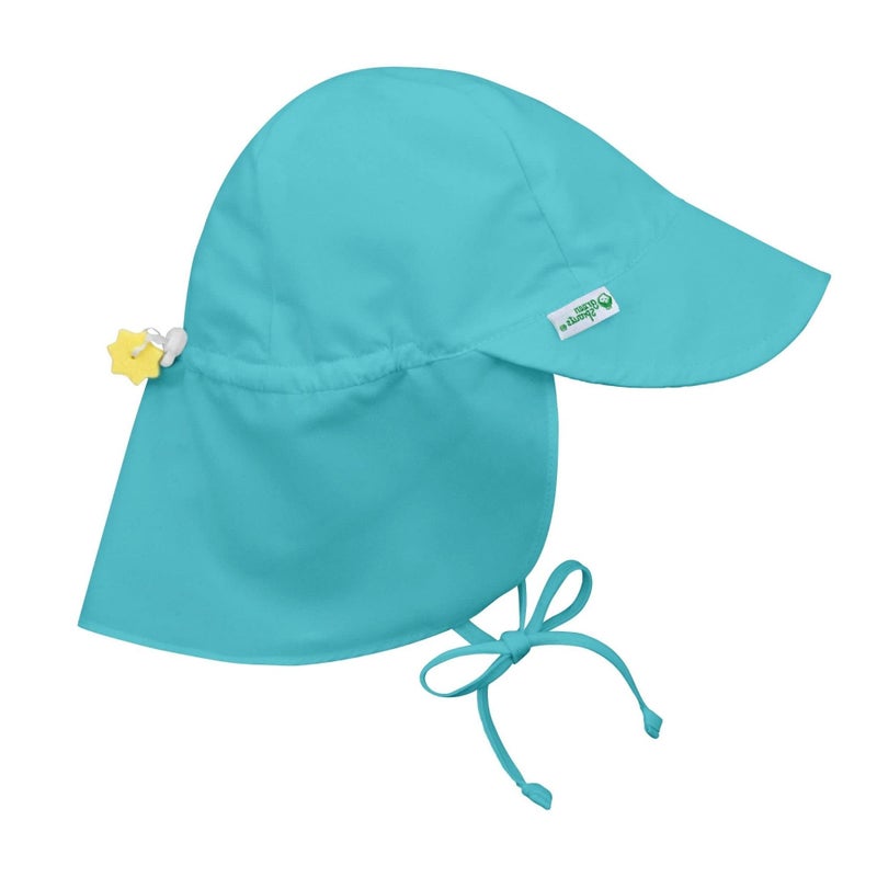 green sprouts i Play. Toddler Flap Sun Protection Swim Hat, Aqua, 2T-4T - Image 1