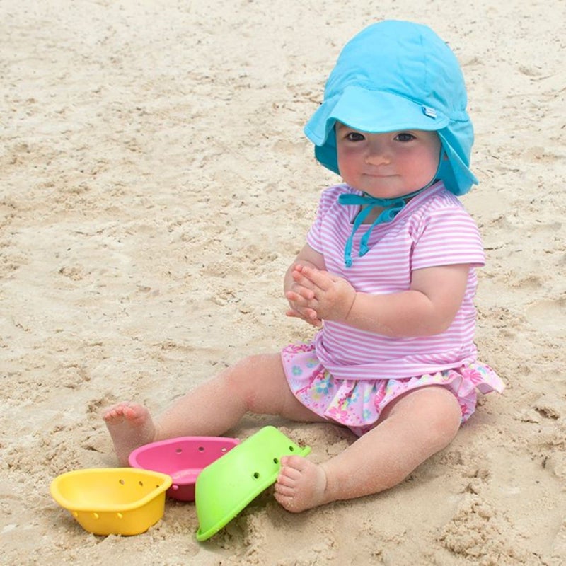 green sprouts i Play. Toddler Flap Sun Protection Swim Hat, Aqua, 2T-4T - Image 4