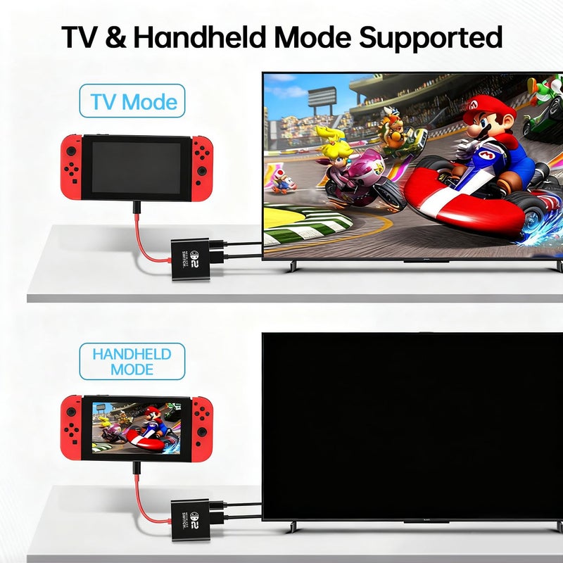 AHGEIIY محطة إرساء AHGEIIY Switch 2 لجهاز نينتندو سويتش، ترقية لمحول تلفاز نينتندو سويتش مع HDMI 4K@ 60Hz ومنفذ USB 3.0 و100W PD، محطة إرساء محمولة للسفر لجهاز سويتش 2/OLED ماك بوك ستيم ديك - Image 5