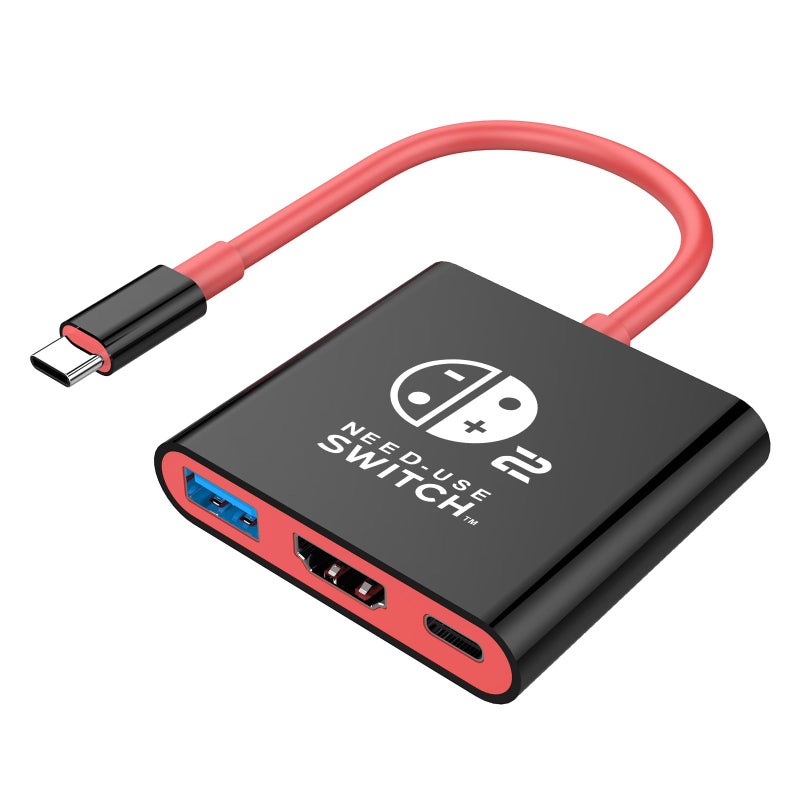 AHGEIIY محطة إرساء AHGEIIY Switch 2 لجهاز نينتندو سويتش، ترقية لمحول تلفاز نينتندو سويتش مع HDMI 4K@ 60Hz ومنفذ USB 3.0 و100W PD، محطة إرساء محمولة للسفر لجهاز سويتش 2/OLED ماك بوك ستيم ديك - Image 1