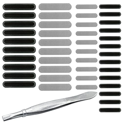 IOUALEY 44 Pack Phone Speaker Dustproof Stickers Protector with TweezersMesh Anti Dust Proof Adhesive Cover Kit Compatible with iPhone 15 14 13 12 11 Pro Max Mini X XS XR Plus 2 Sizes 2 Colors - Image 1