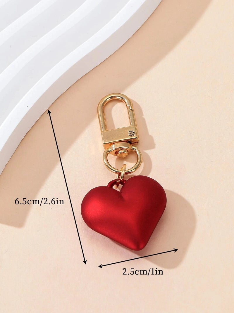 Red Metallic Heart Keychain – Elegant Accessory for Bags and Keys - Image 4