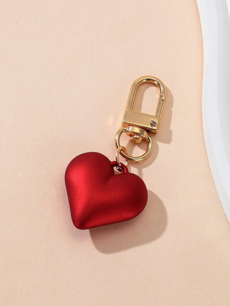 Red Metallic Heart Keychain – Elegant Accessory for Bags and Keys - Image 1