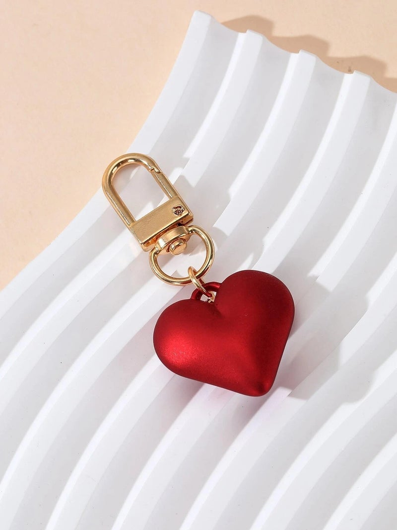 Red Metallic Heart Keychain – Elegant Accessory for Bags and Keys - Image 2