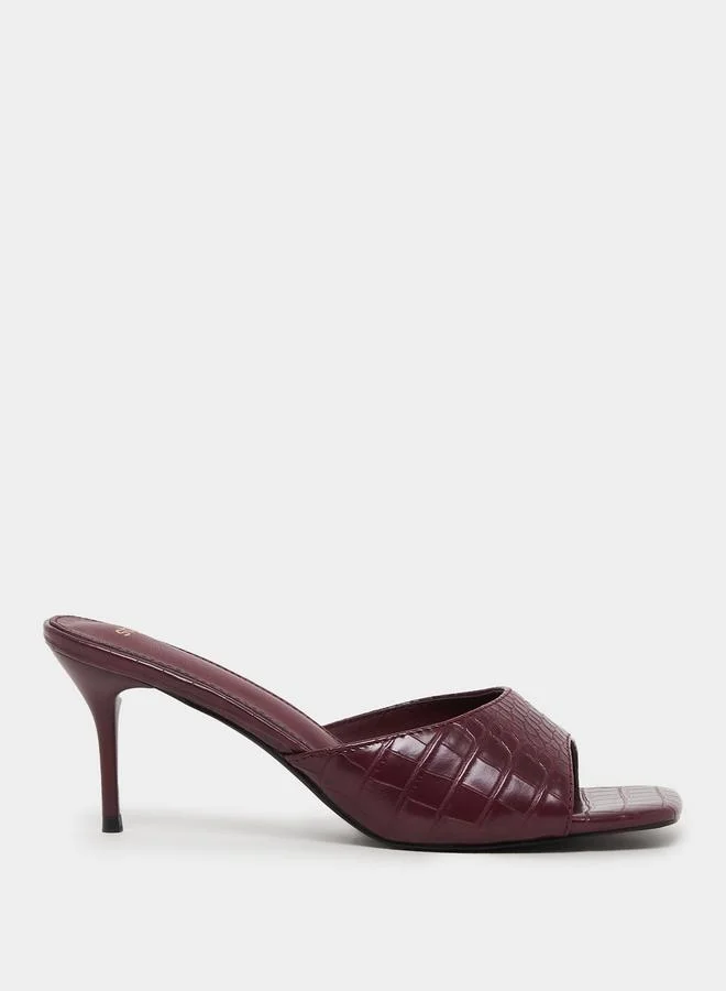 ستايلي Styli Croc-Textured Open Toe Stiletto Heel Sandals