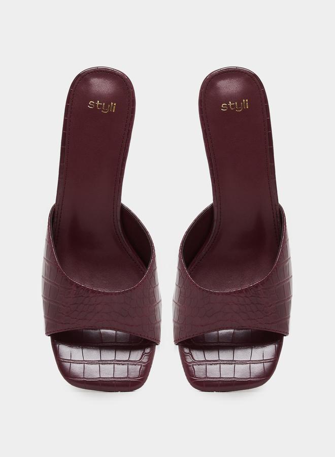 ستايلي صنادل بكعب ستيليتو مفتوح من الأمام بنقشة جلد التمساح - Image 5