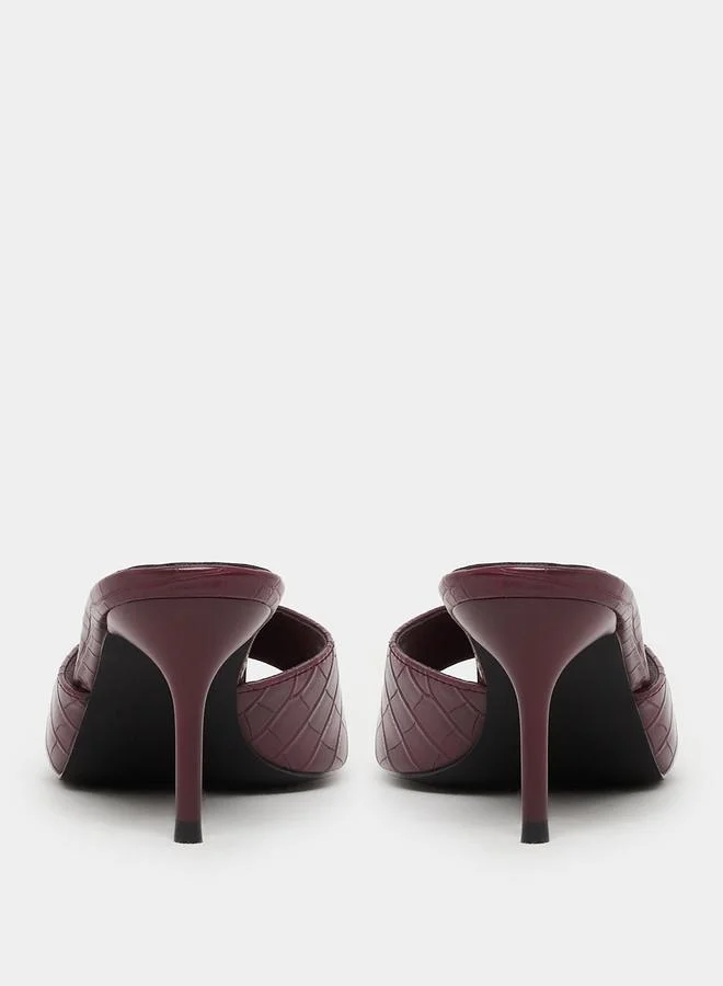 Styli Styli Croc-Textured Open Toe Stiletto Heel Sandals