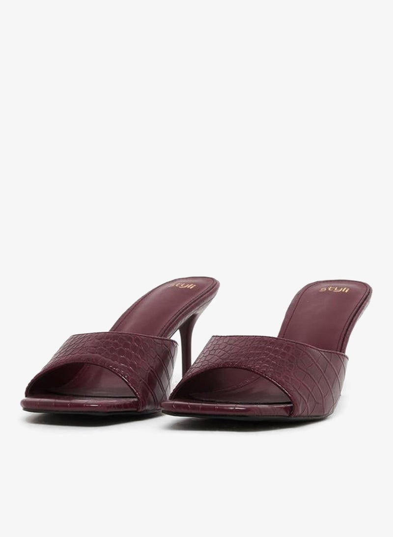 ستايلي صنادل بكعب ستيليتو مفتوح من الأمام بنقشة جلد التمساح - Image 2