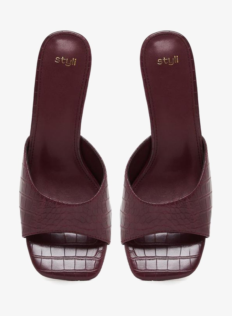 ستايلي صنادل بكعب ستيليتو مفتوح من الأمام بنقشة جلد التمساح - Image 5