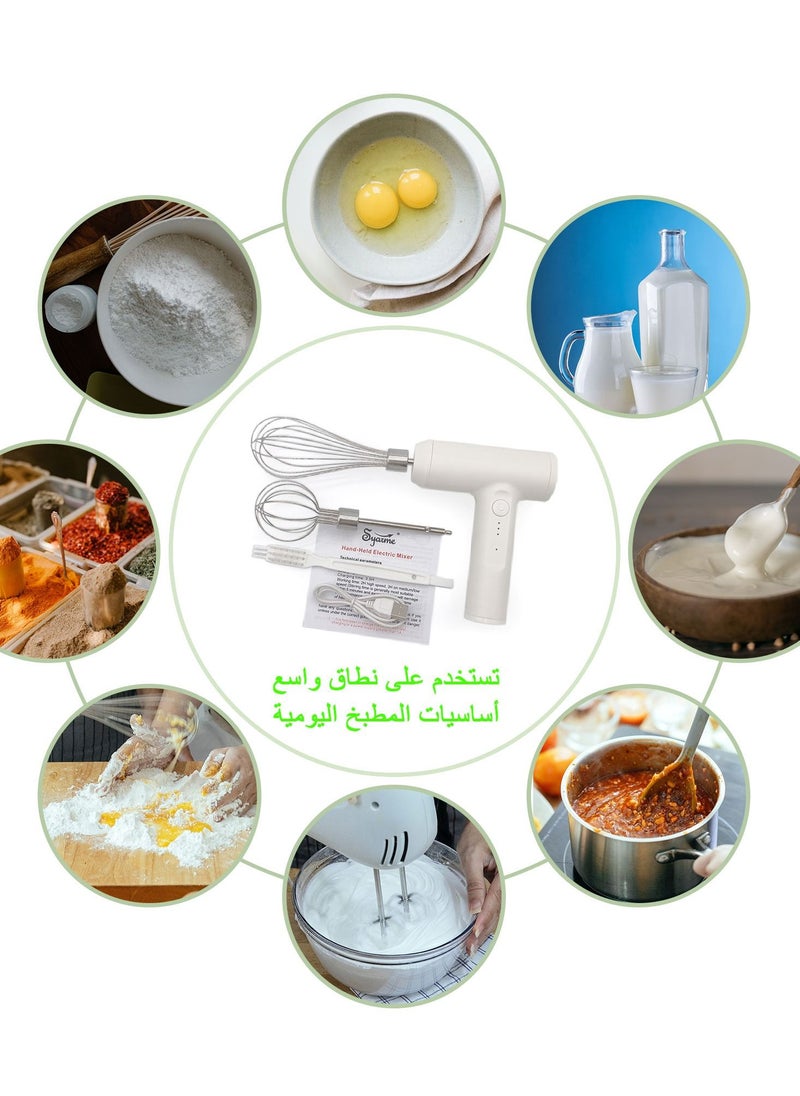 Syarme - Milk Frother Hand Mixer Electric, Built-in Large Capacity Battery Rechargeable Frother with 2 Stainless Whisks, 3-Speed Adjustable Coffee Stirrer for Coffee, Milk, Eggs, Cakes, Chocolate, Etc - Image 1