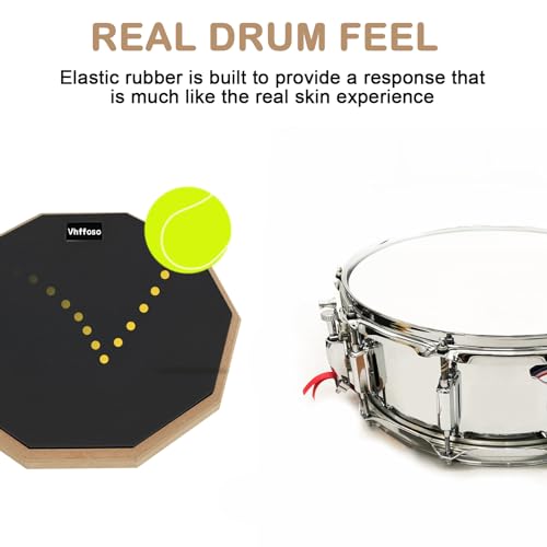 Vhffoso 12 Inch Practice Drum Pad and Sticks, Beginner Snare Drum Pad with Drumsticks(2 pairs) and Carrying Bag, Double Sided Silent Drum Pad (Black) - Image 5