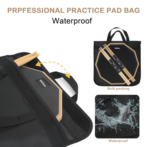 Vhffoso 12 Inch Practice Drum Pad and Sticks, Beginner Snare Drum Pad with Drumsticks(2 pairs) and Carrying Bag, Double Sided Silent Drum Pad (Black) - Image 2