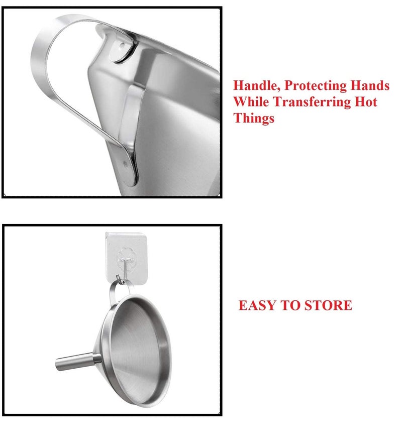 Bridge2shopping Multipurpose Stainless Steel Funnel with Detachable Strainer, 11 CM, Silver - Image 4