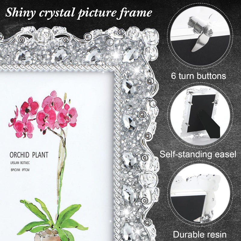 Yookeer 4 Pack 4 x 6 Inch Crystal Picture Frame Resin Wedding Photo Frame Jewel Picture with Rhinestones Photo Gift for Wedding Table Top Desktop Display - Image 4