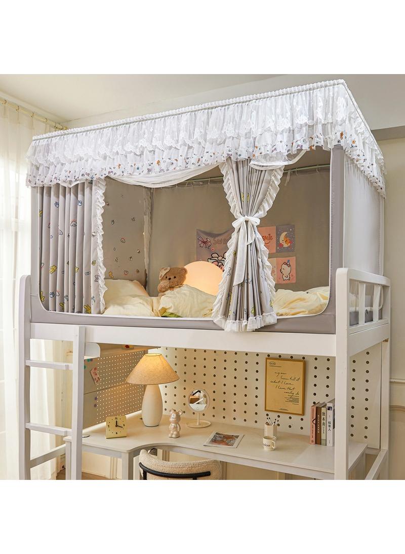 Bluejw خيمة سرير مع قبة ستارة ستارة تعتيم خيمة سرير مفرد ستارة قماش تظليل للطلاب شبكة ناموسية لحماية الخصوصية أثناء النوم للطلاب - Image 1