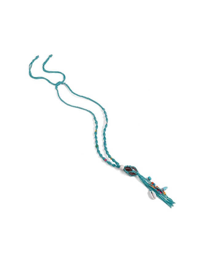 NIBEMINENT Phone Charm/ Chain Strap for Women Girls, Handcrafted Wooden Bead Silicone Cell Phone Case Lanyard Wrist Strap,N70252/Azure