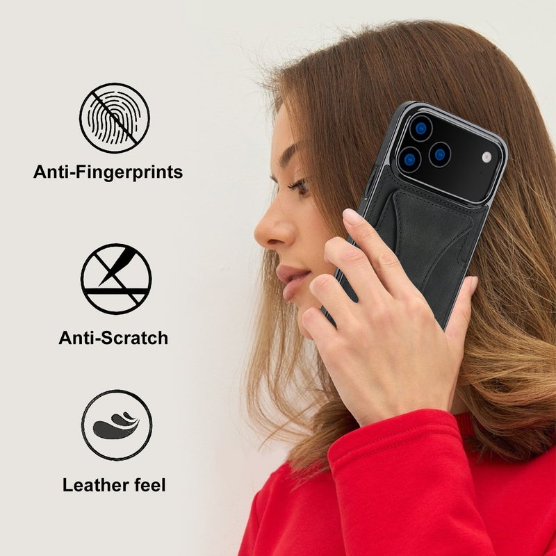 حافظة محفظة من الجلد الصناعي مع فتحات بطاقات وحامل لهاتف iPhone 17، مقاومة للصدمات - Image 4