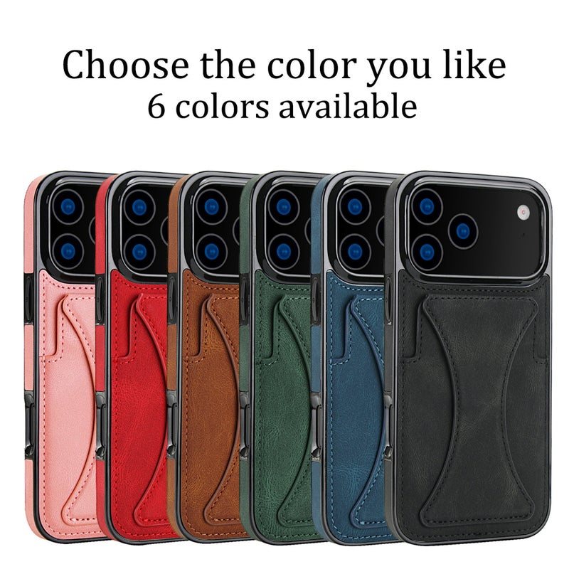 حافظة محفظة من الجلد الصناعي مع فتحات بطاقات وحامل لهاتف iPhone 17، مقاومة للصدمات - Image 1