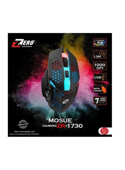 Zero ZR-1730 Wired Gaming Mouse with RGB Lighting Black