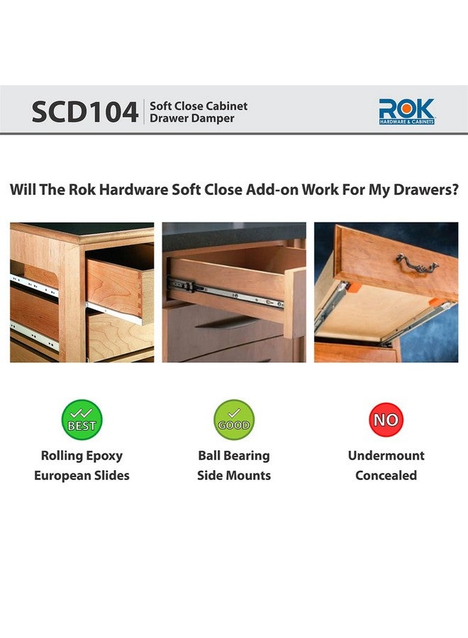 ROK 10-Pack Rok Hardware Soft Close for Wood Drawers/Soft Close Drawer Adapter/Add-On/Retrofit (White), SCD104W - Image 4