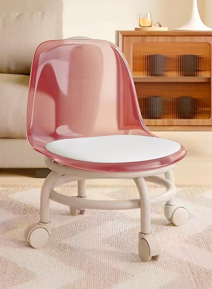 Generic 𝐅𝐅𝐃 Low Rolling Stool with Backrest – Heavy Duty Small Swivel Chair with PU Leather Cushion & 360° Silent Wheels – Ergonomic Low Seat for Kids Adults, Home Cleaning, Office, Salon, Garage - Image 1