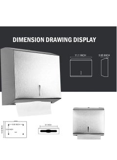 Generic wall-mounted comercial paper towel dispenser brushed stainless steel bathroom hand towel dispenser with lock design large capacity300p c-Fold  300 multi-fold capacity  - Image 2