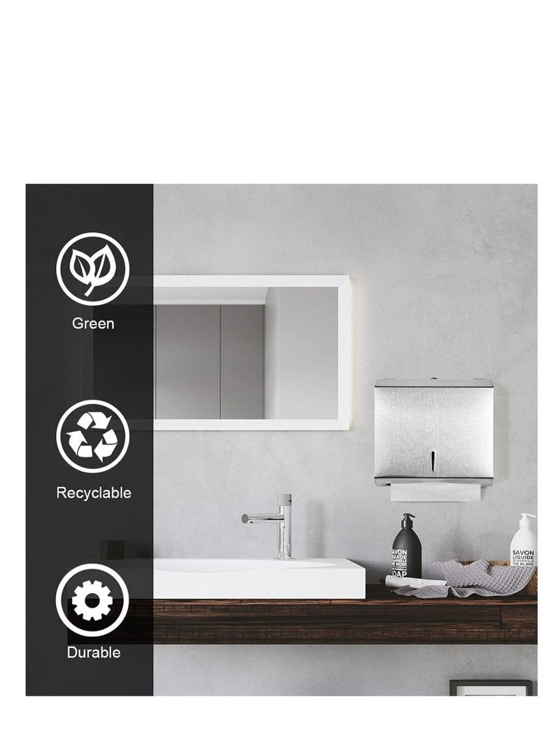 wall-mounted comercial paper towel dispenser brushed stainless steel bathroom hand towel dispenser with lock design large capacity300p c-Fold  300 multi-fold capacity - Image 5