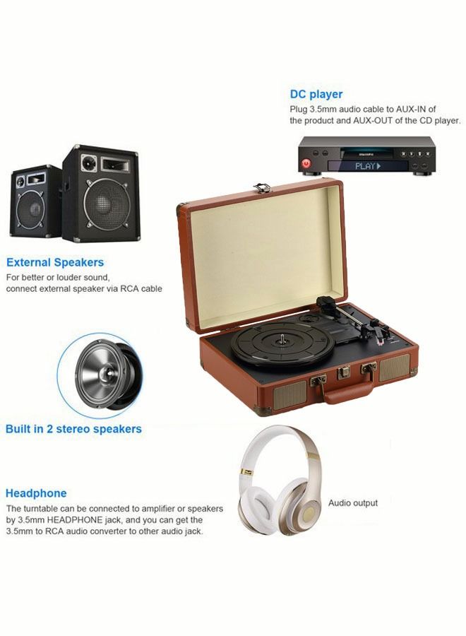 Bluetooth Record Player Multimedia Center Built-in Stereo Speakers Turntable Wireless Music Streaming - Image 4