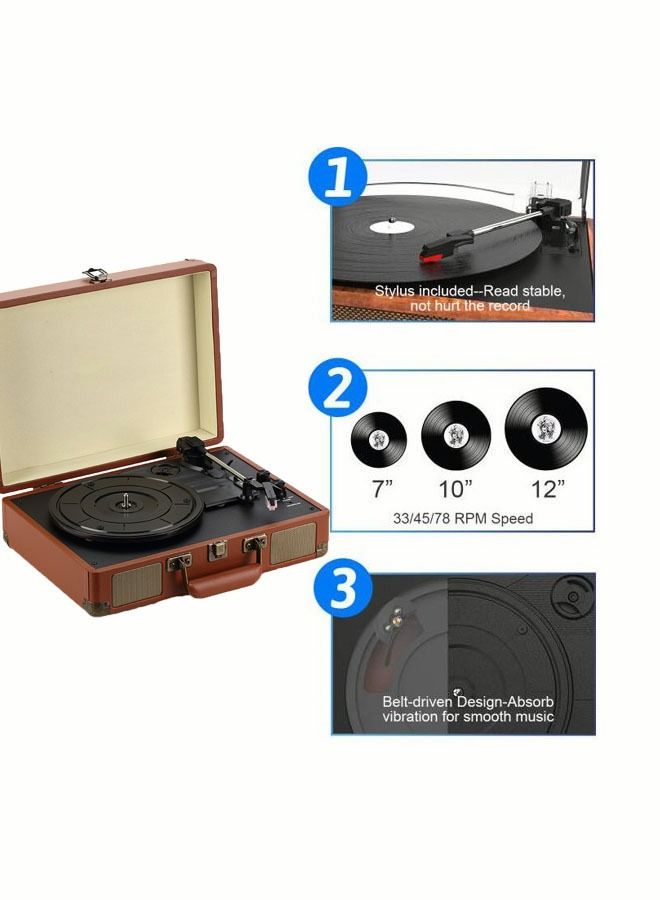 Bluetooth Record Player Multimedia Center Built-in Stereo Speakers Turntable Wireless Music Streaming - Image 3