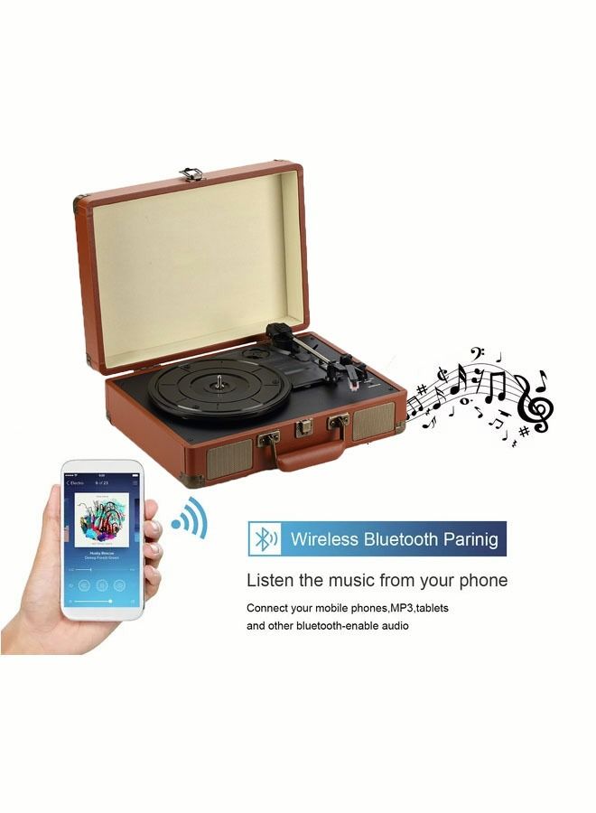 Bluetooth Record Player Multimedia Center Built-in Stereo Speakers Turntable Wireless Music Streaming - Image 2