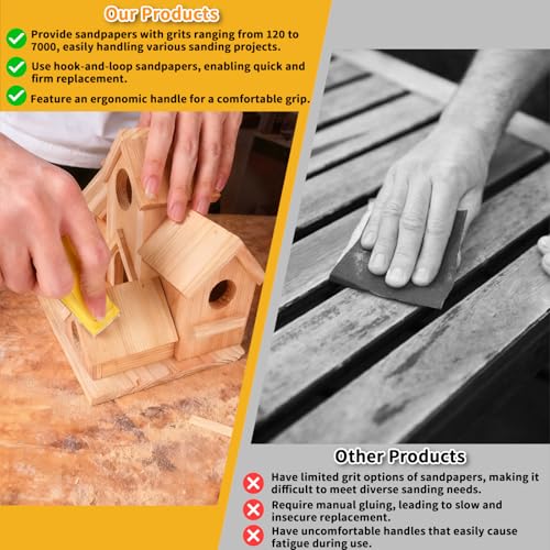 Shineboc 120 PCS Micro Sander Kit, Detail & Mini Hand Sanding Block, 120–7000 Grit Silicon Carbide Sandpaper Assortment for Wood, Crafts, Tight Spaces and DIY Projects - Image 5