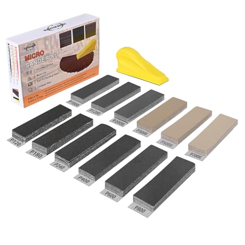 Shineboc 120 PCS Micro Sander Kit, Detail & Mini Hand Sanding Block, 120–7000 Grit Silicon Carbide Sandpaper Assortment for Wood, Crafts, Tight Spaces and DIY Projects - Image 1