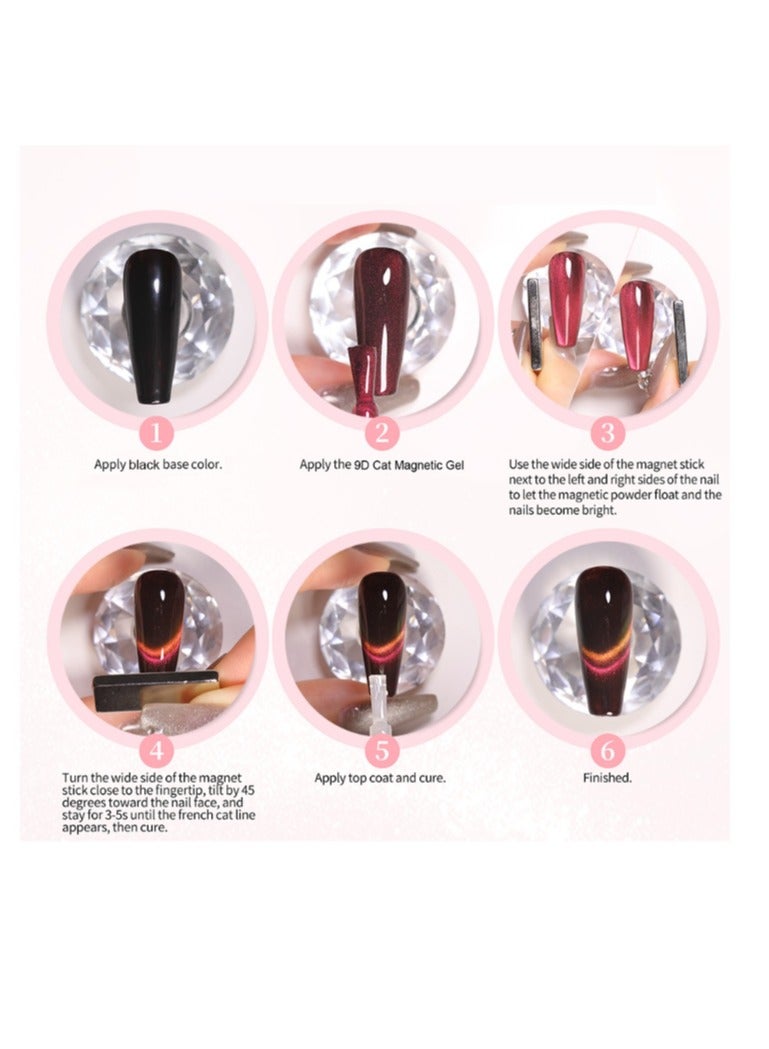 Born Pretty 9D Cat Eye Gel Nail Polish,Cat Magnetic  Gel Polish 10ml Polaris Black Base Effect ,Nail Art Soak-off Gel Polish, Sparkle Stunning Gel Polish - Image 2