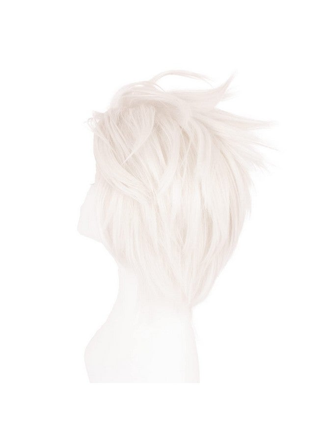 ويكين باروكة شعر مستعار قصير من WeKen باللون الفضي والأبيض للرجال والنساء لحفلات الهالوين التنكرية - Image 3