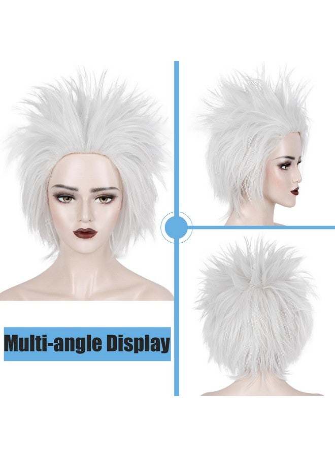 ويكين باروكة شعر مستعار قصير من WeKen باللون الفضي والأبيض للرجال والنساء لحفلات الهالوين التنكرية - Image 2